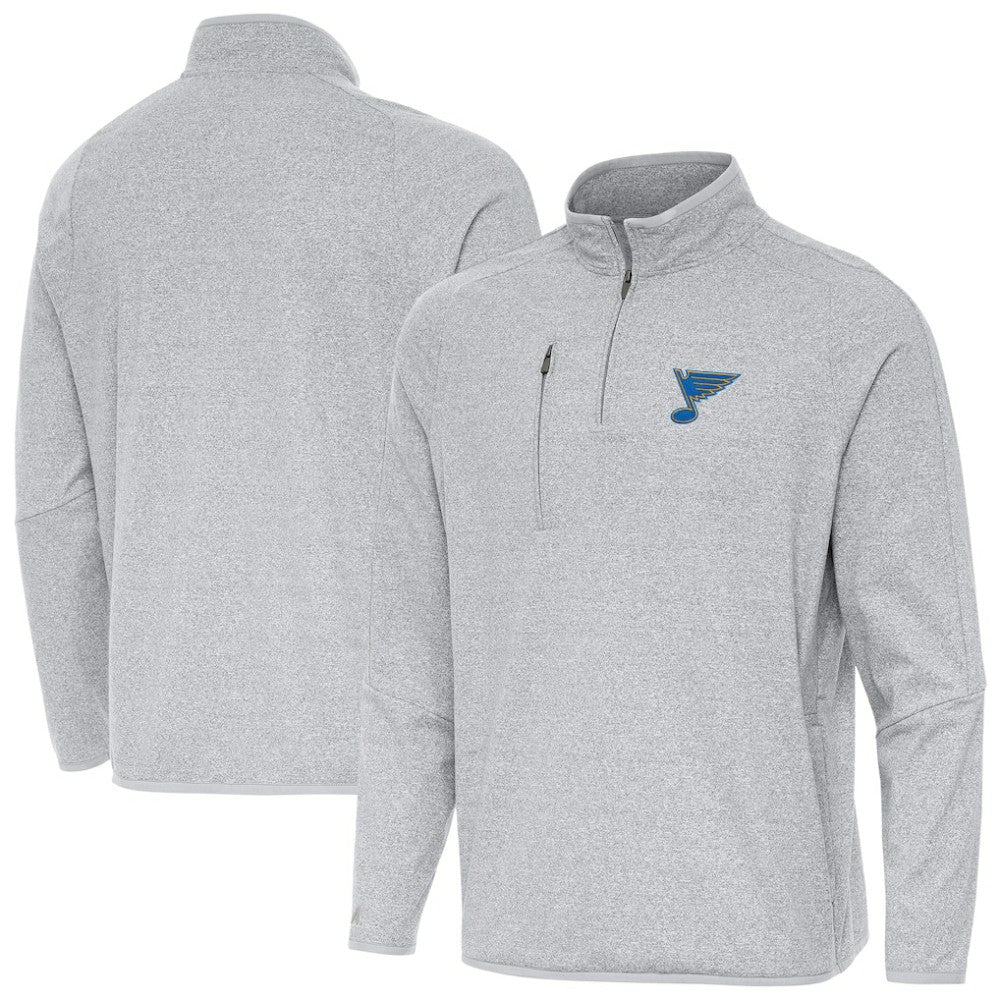 St. Louis Blues Antigua Certain Tri-Blend Quarter-Zip Top - Heather Gray | US 203361972