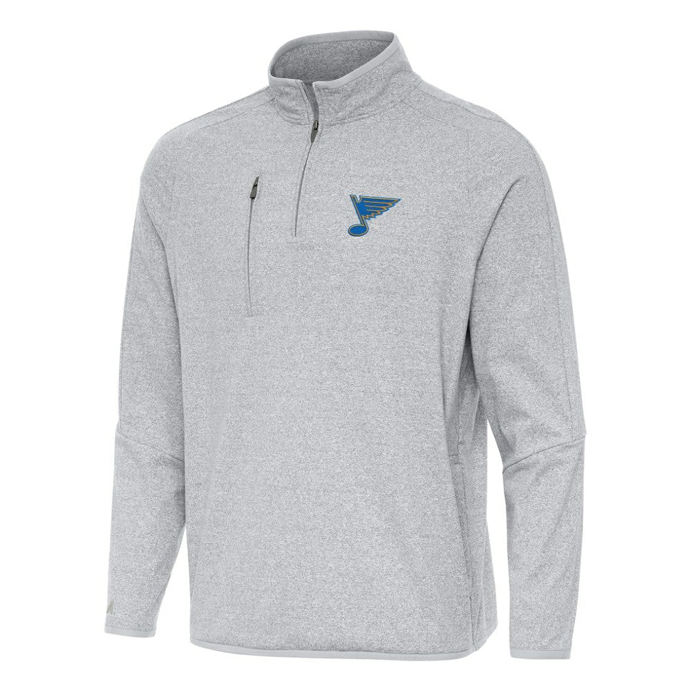 St. Louis Blues Antigua Certain Tri-Blend Quarter-Zip Top - Heather Gray | US 203361972