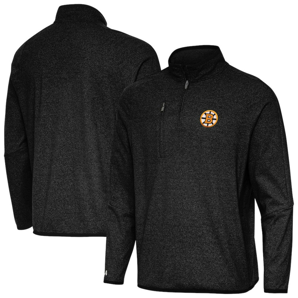 Boston Bruins Antigua Certain Tri-Blend Quarter-Zip Top - Heather Black | US 203361973