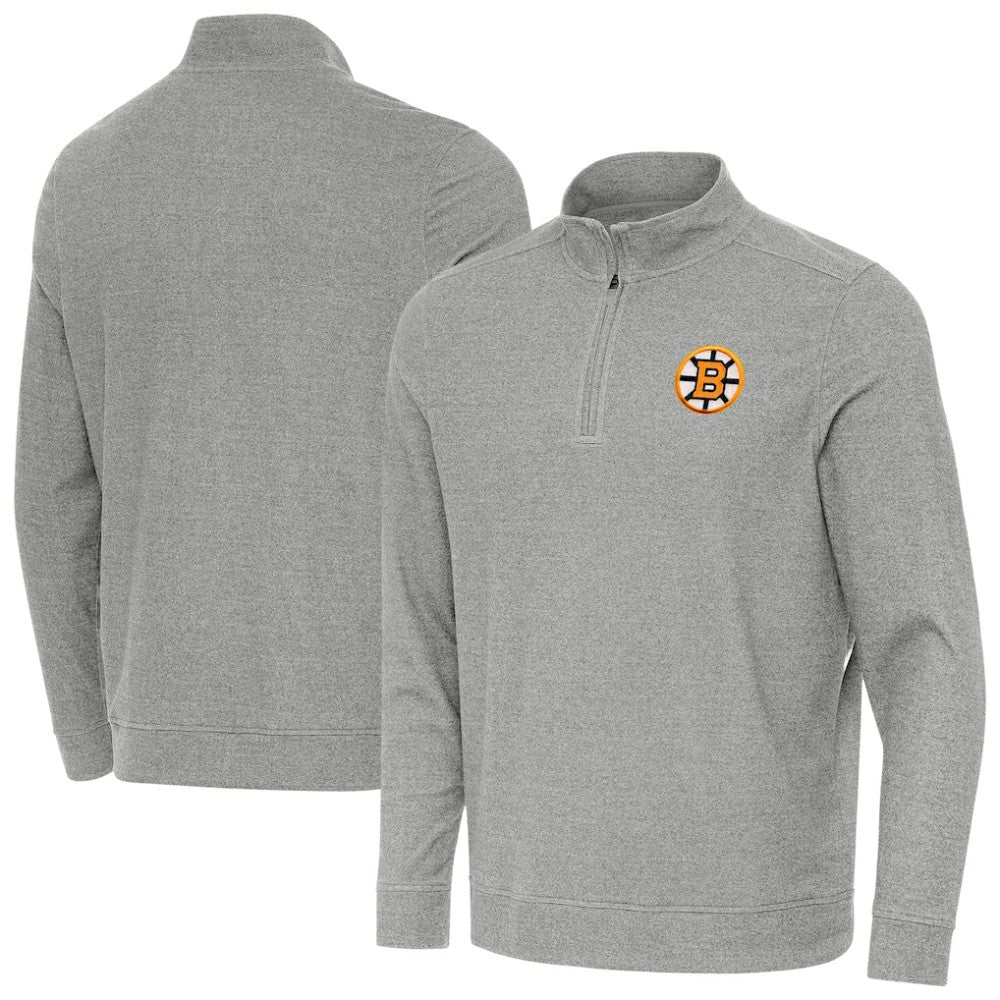 Boston Bruins Antigua Subtle Quarter-Zip Sweatshirt - Heather Gray | US 203361976