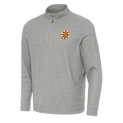 Boston Bruins Antigua Subtle Quarter-Zip Sweatshirt - Heather Gray | US 203361976