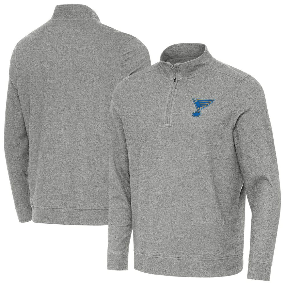 St. Louis Blues Antigua Subtle Quarter-Zip Sweatshirt - Heather Black | US 203361978