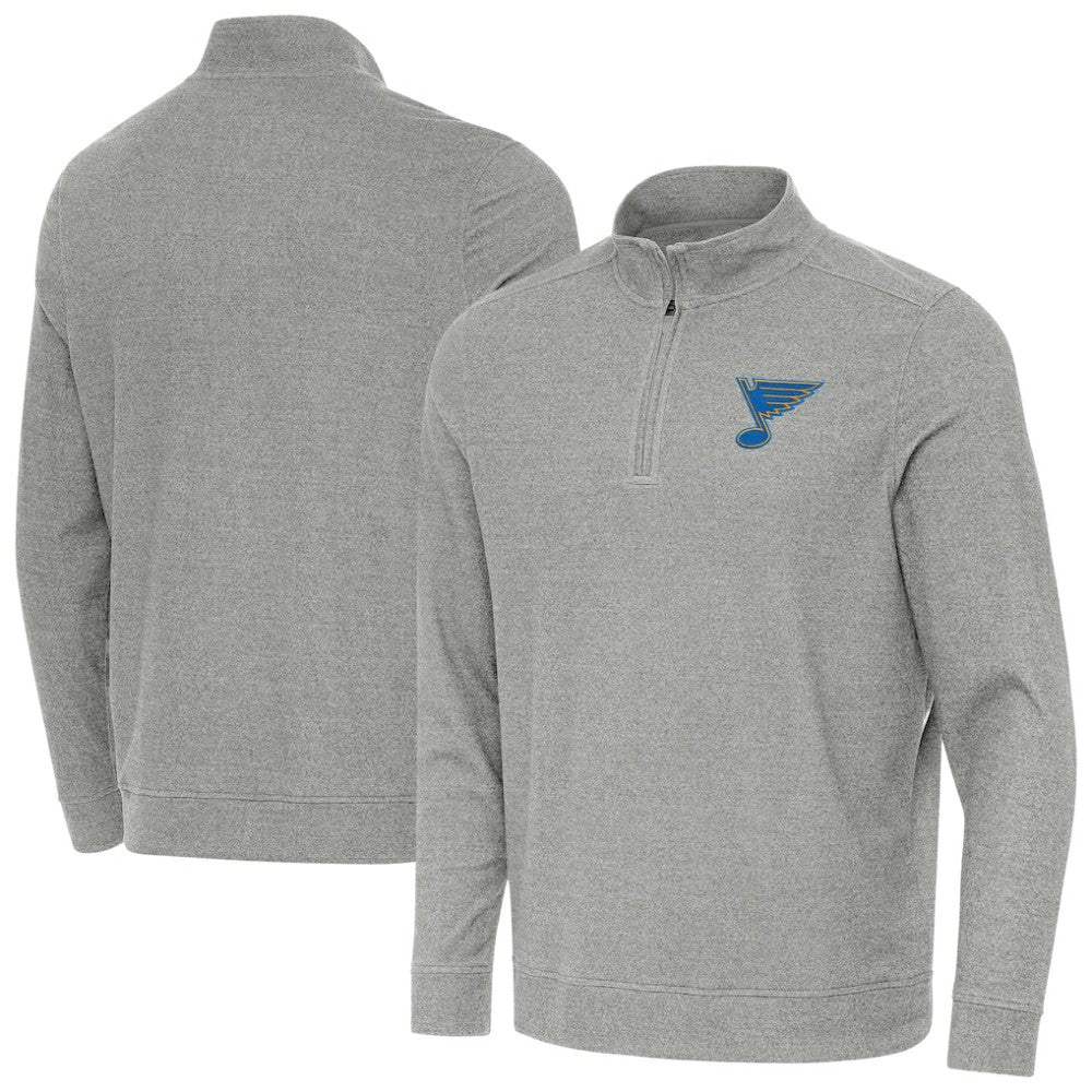 St. Louis Blues Antigua Subtle Quarter-Zip Sweatshirt - Heather Gray | US 203361979