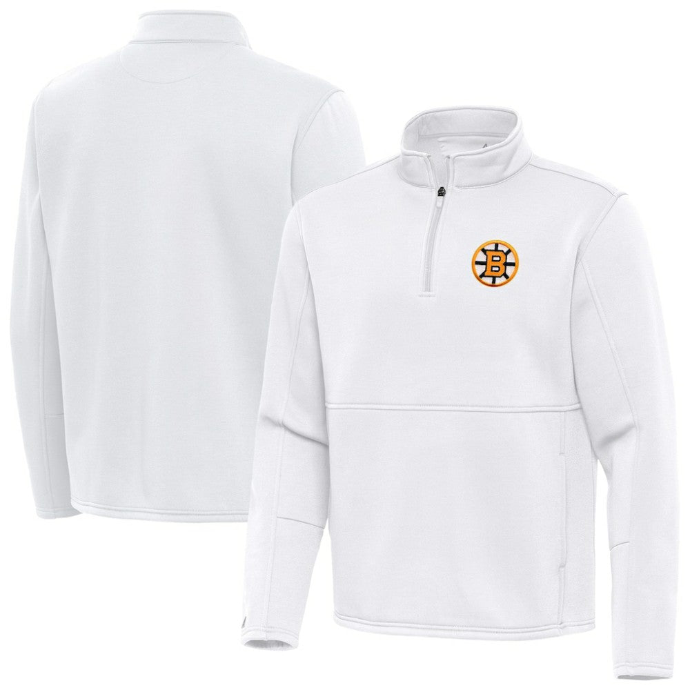 Boston Bruins Antigua Twist Quarter-Zip Pullover Jacket - White | US 203361982