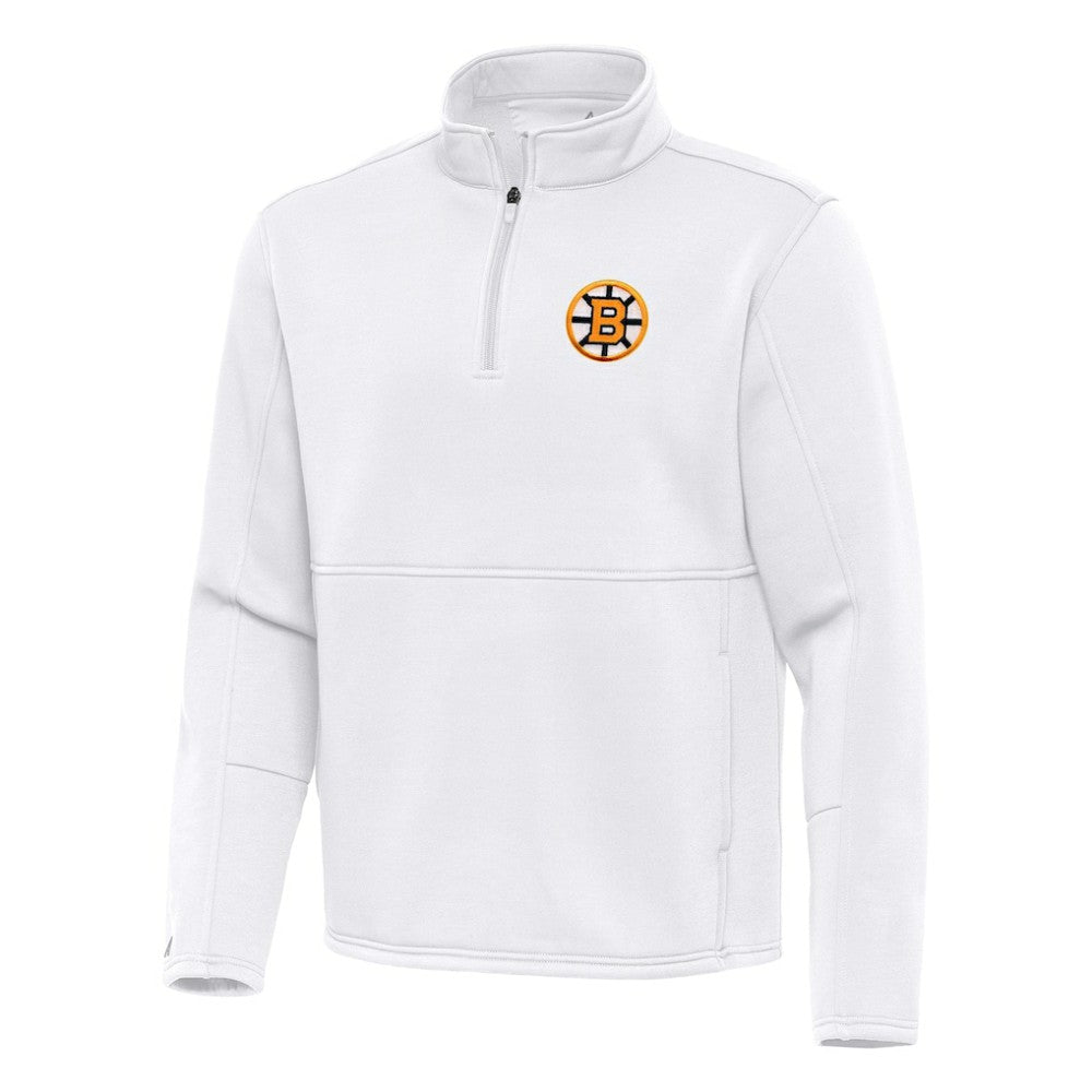 Boston Bruins Antigua Twist Quarter-Zip Pullover Jacket - White | US 203361982