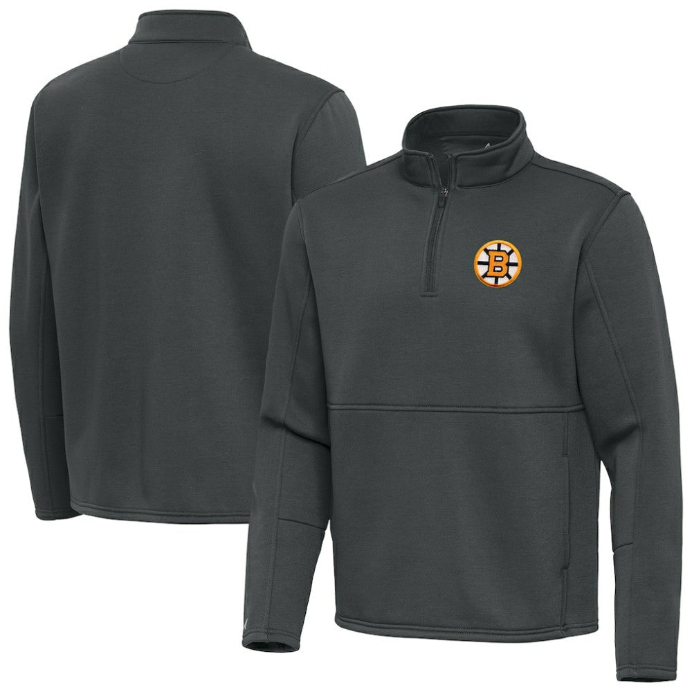 Boston Bruins Antigua Twist Quarter-Zip Pullover Jacket - Pewter | US 203361985
