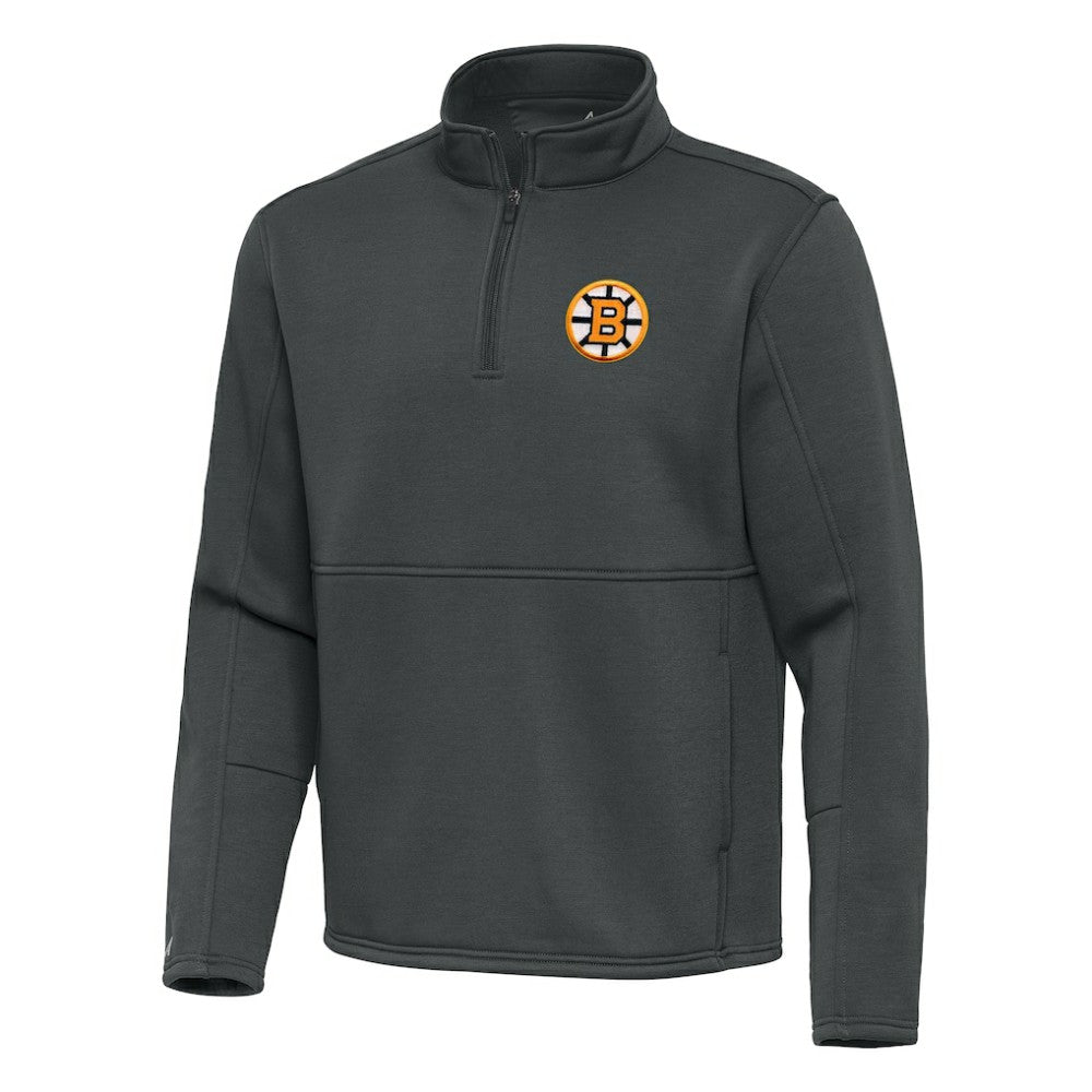 Boston Bruins Antigua Twist Quarter-Zip Pullover Jacket - Pewter | US 203361985
