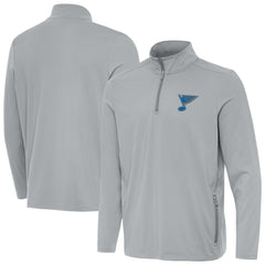St. Louis Blues Antigua Perilous Quarter-Zip Sweatshirt - Gray | US 203361986