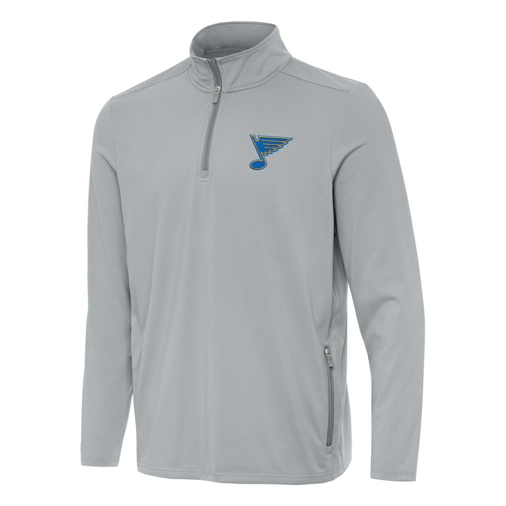 St. Louis Blues Antigua Perilous Quarter-Zip Sweatshirt - Gray | US 203361986