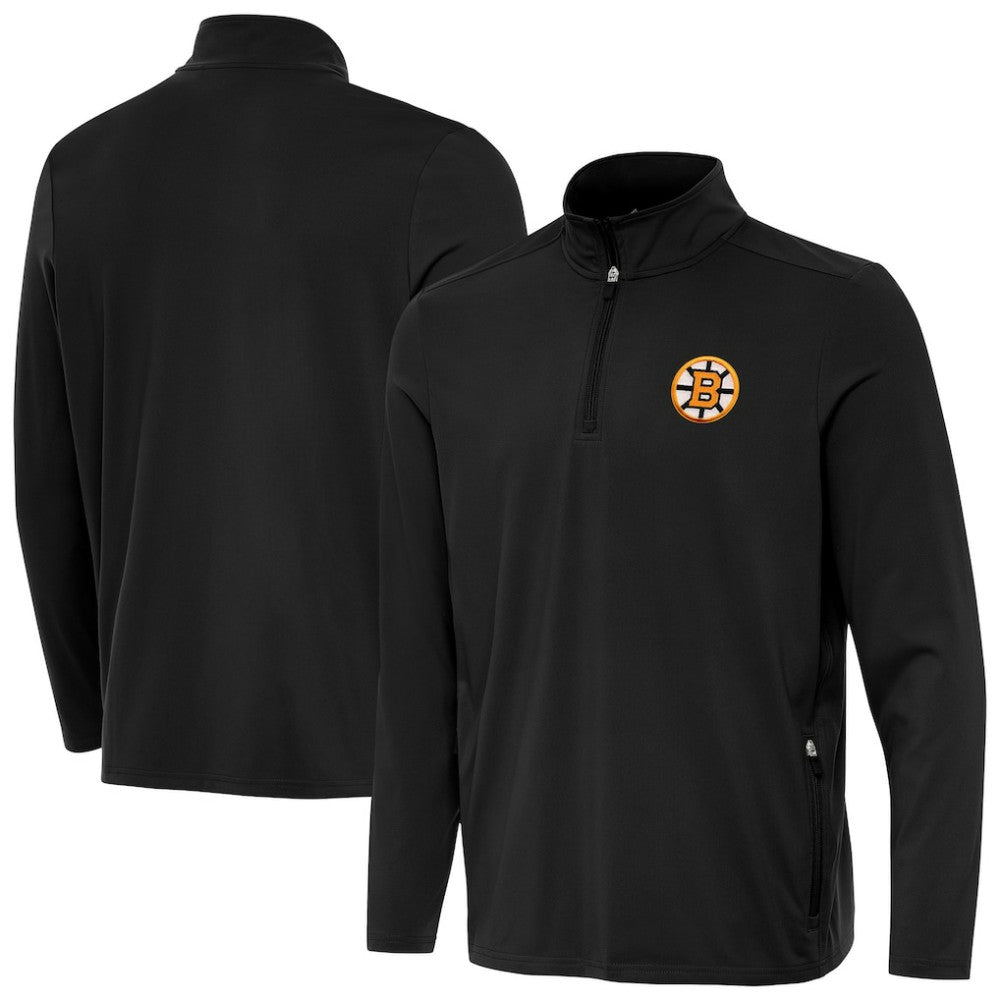 Boston Bruins Antigua Perilous Quarter-Zip Sweatshirt - Black | US 203361988