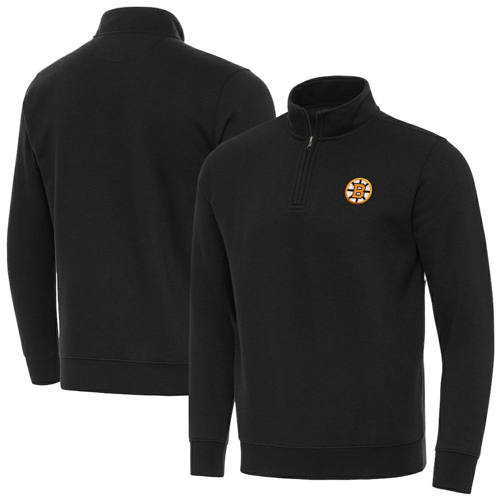 Boston Bruins Antigua Victory Quarter-Zip Pullover Top - Black | US 203362004