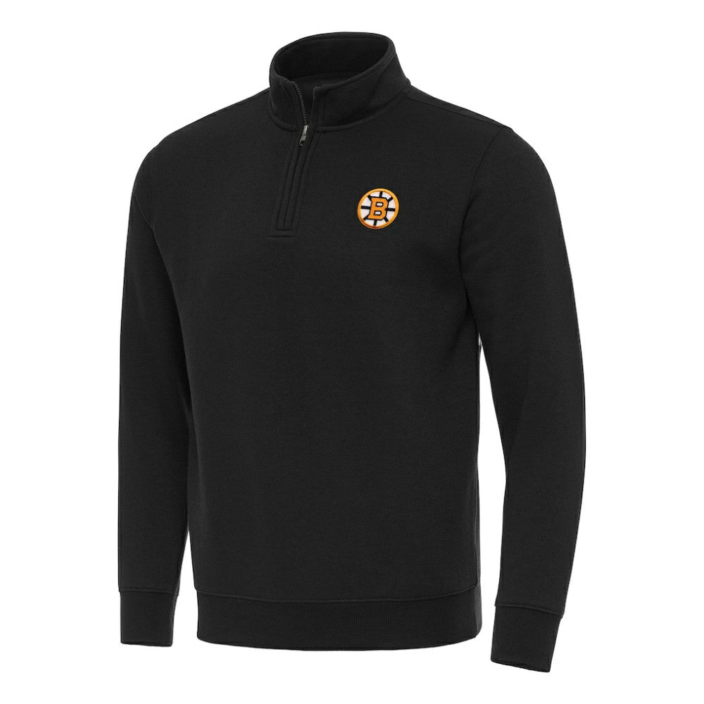 Boston Bruins Antigua Victory Quarter-Zip Pullover Top - Black | US 203362004