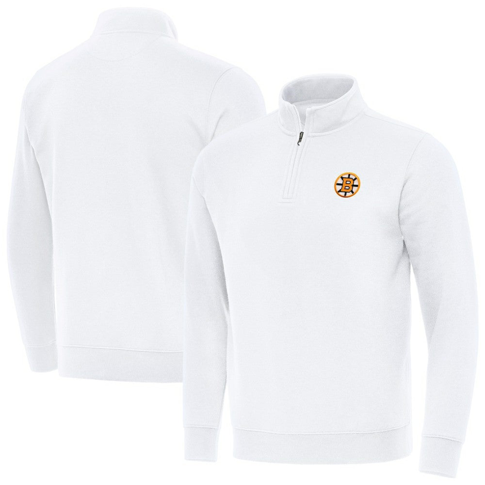 Boston Bruins Antigua Victory Quarter-Zip Pullover Top - White | US 203362005