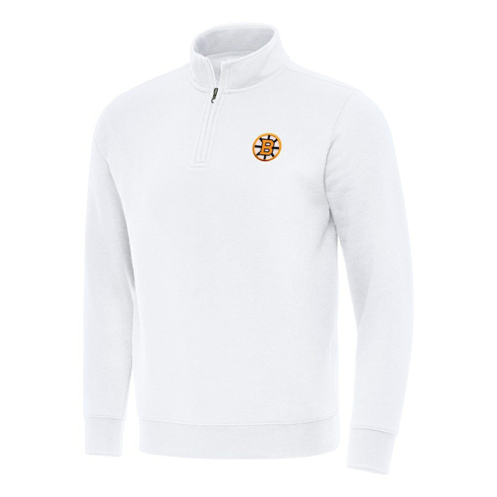 Boston Bruins Antigua Victory Quarter-Zip Pullover Top - White | US 203362005