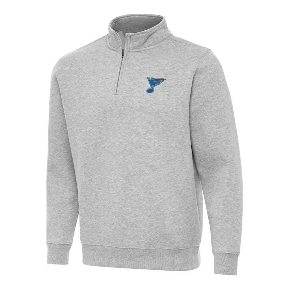 St. Louis Blues Antigua Victory Quarter-Zip Pullover Top - Heather Gray | US 203362007