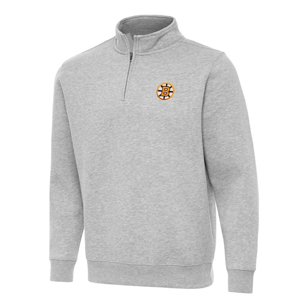 Boston Bruins Antigua Victory Quarter-Zip Pullover Top - Heather Gray | US 203362008