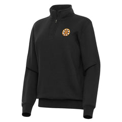 Boston Bruins Antigua Women's Victory Quarter-Zip Pullover Top - Black | US 203362010