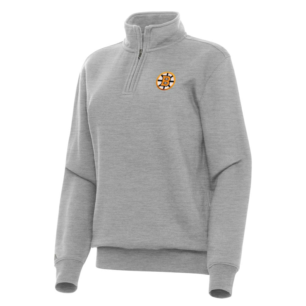 Boston Bruins Antigua Women's Victory Quarter-Zip Pullover Top - Heather Gray | US 203362013