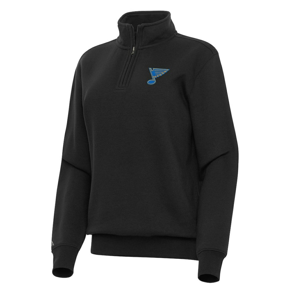 St. Louis Blues Antigua Women's Victory Quarter-Zip Pullover Top - Black | US 203362014