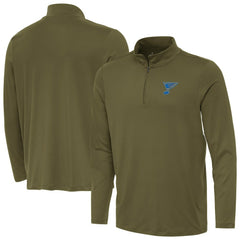 St. Louis Blues Antigua Reprocess Quarter-Zip Pullover - Olive | US 203362032