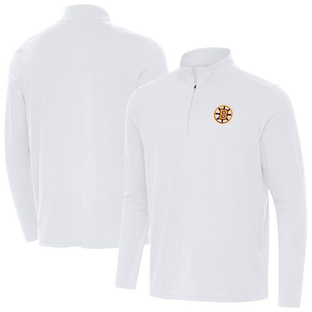 Boston Bruins Antigua Intent Quarter-Zip Top - White | US 203362077