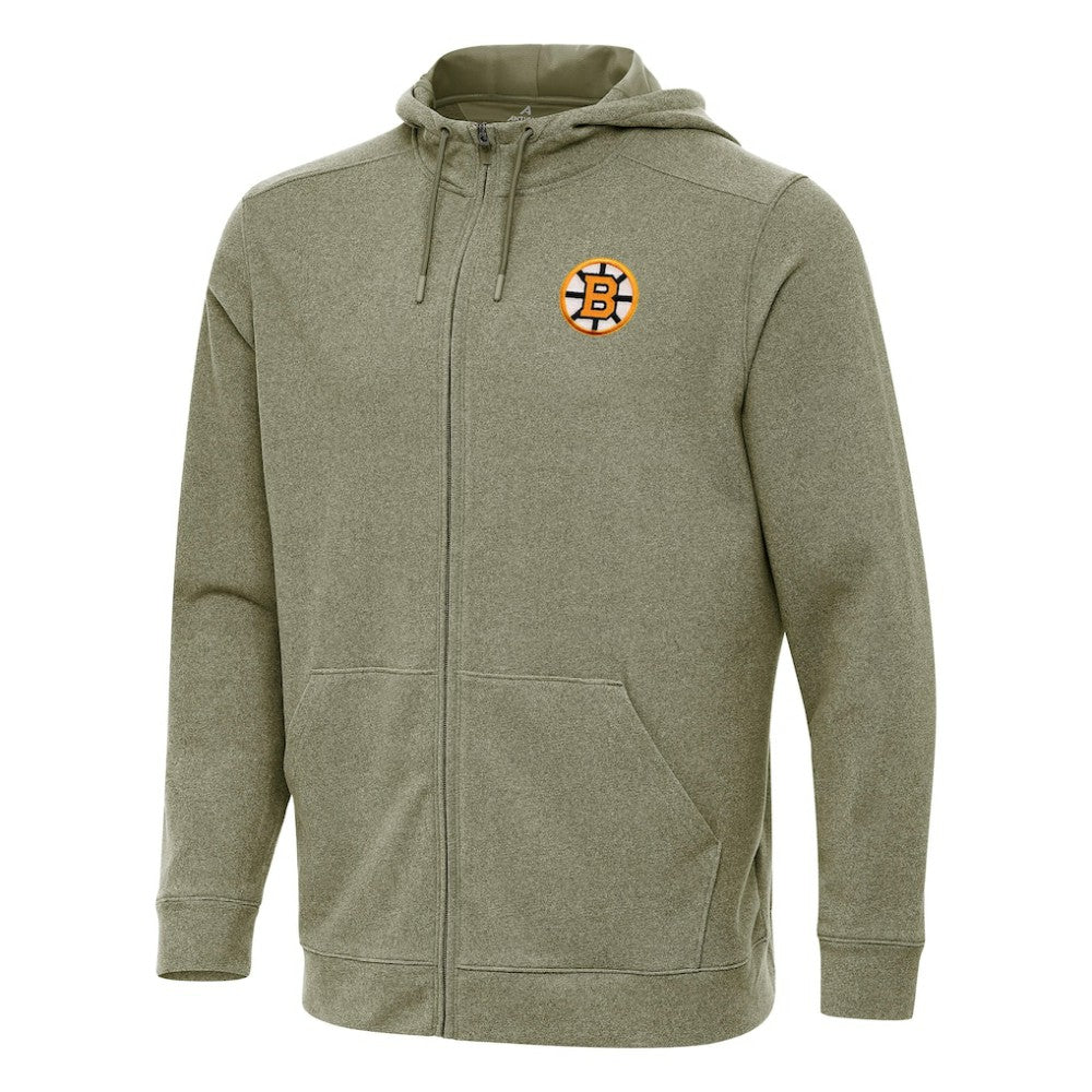 Boston Bruins Antigua Effortless Full-Zip Hoodie - Olive | US 203362092