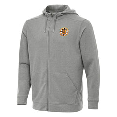 Boston Bruins Antigua Effortless Full-Zip Hoodie - Heather Black | US 203362094