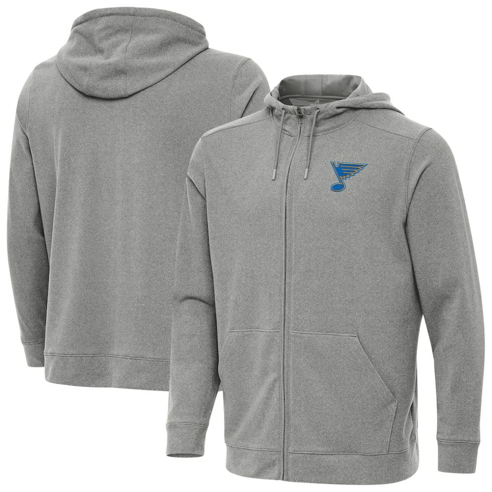 St. Louis Blues Antigua Effortless Full-Zip Hoodie - Heather Black | US 203362095
