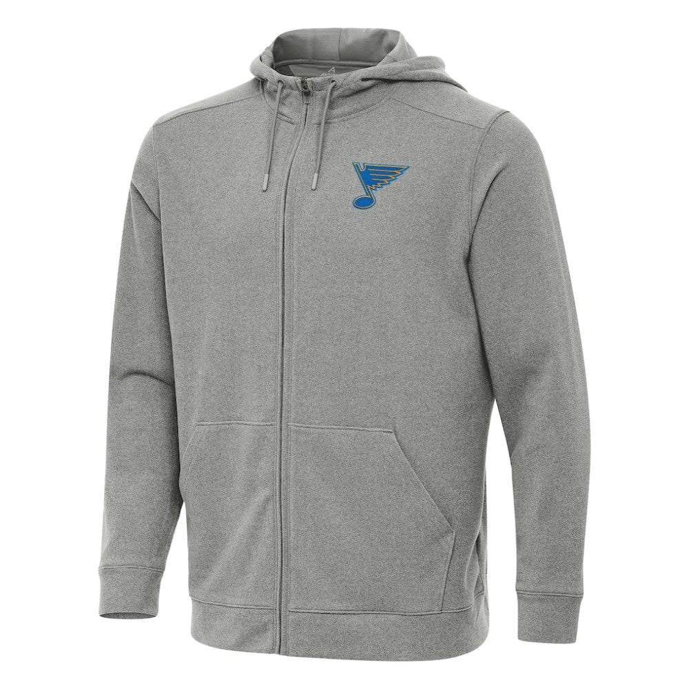 St. Louis Blues Antigua Effortless Full-Zip Hoodie - Heather Black | US 203362095