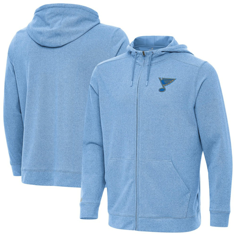 St. Louis Blues Antigua Effortless Full-Zip Hoodie - Heather Blue | US 203362096