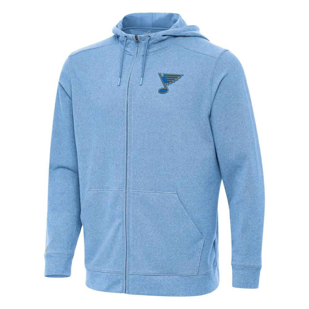 St. Louis Blues Antigua Effortless Full-Zip Hoodie - Heather Blue | US 203362096
