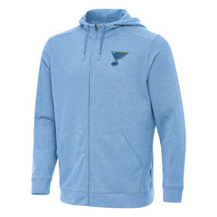 St. Louis Blues Antigua Effortless Full-Zip Hoodie - Heather Blue | US 203362096