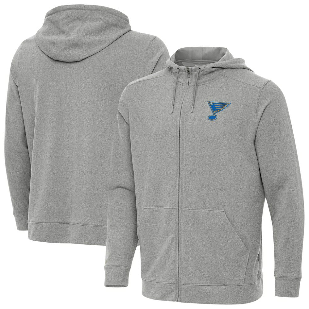 St. Louis Blues Antigua Effortless Full-Zip Hoodie - Heather Gray | US 203362097