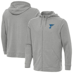 St. Louis Blues Antigua Effortless Full-Zip Hoodie - Heather Gray | US 203362097