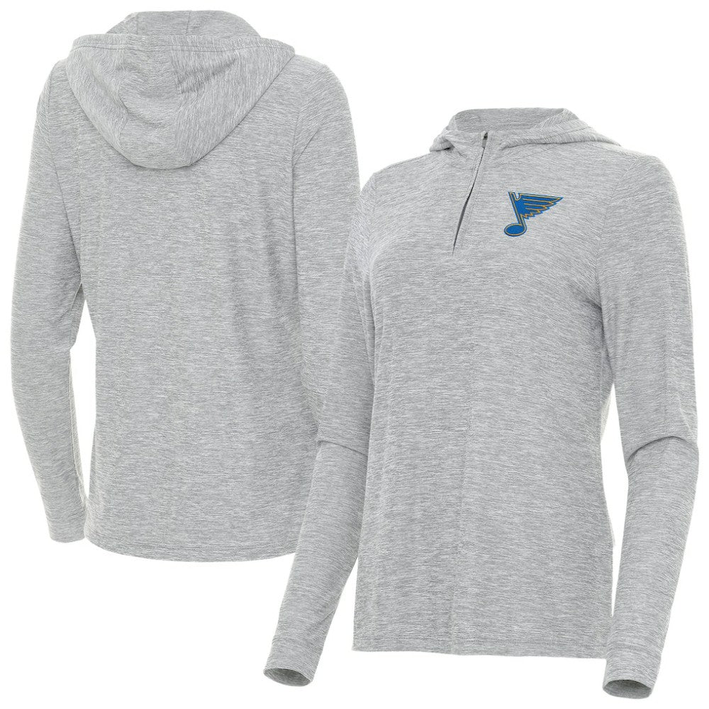 St. Louis Blues Antigua Women's Daybreak Quarter-Zip Hoodie - Heather Gray | US 203362118