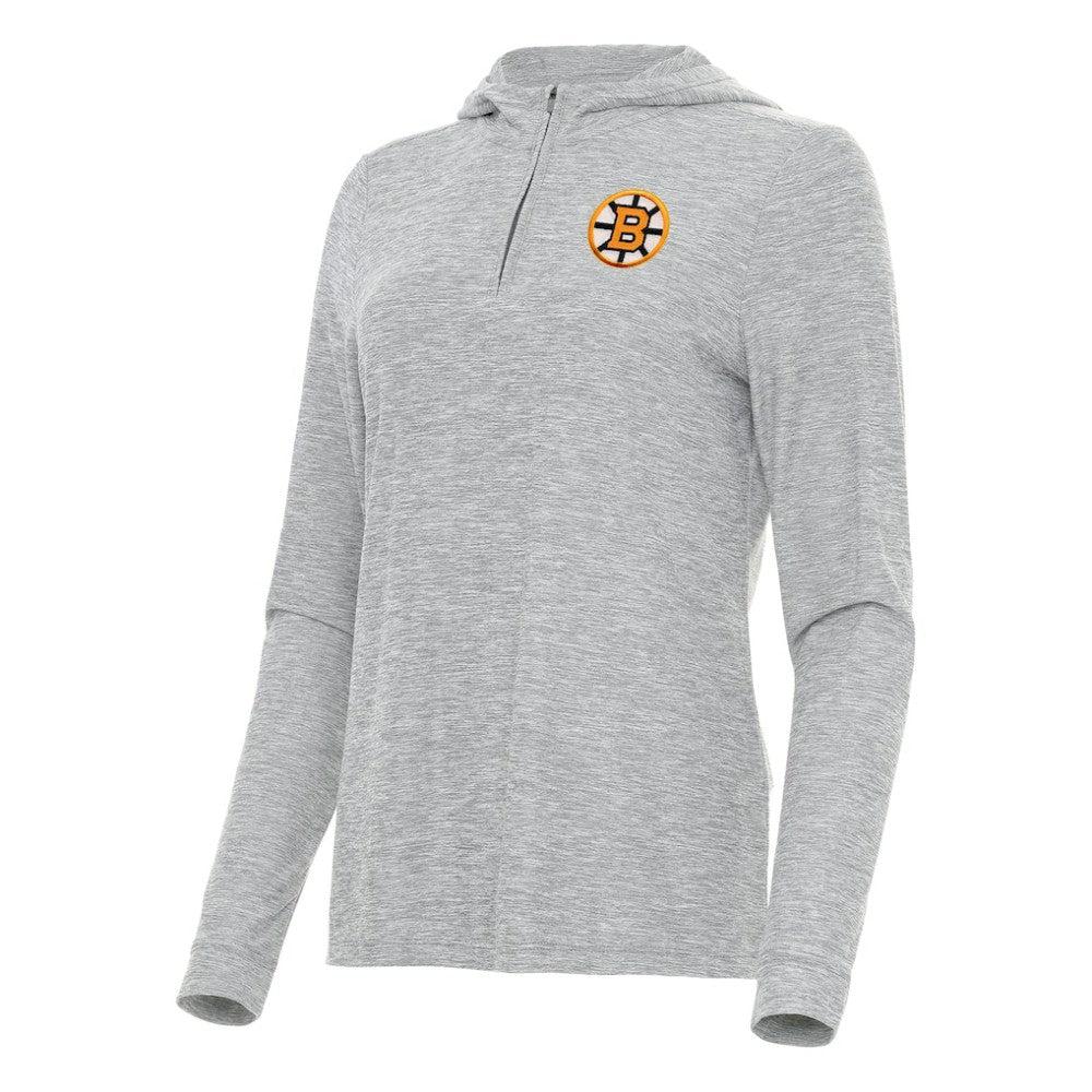 Boston Bruins Antigua Women's Daybreak Quarter-Zip Hoodie - Heather Gray | US 203362120