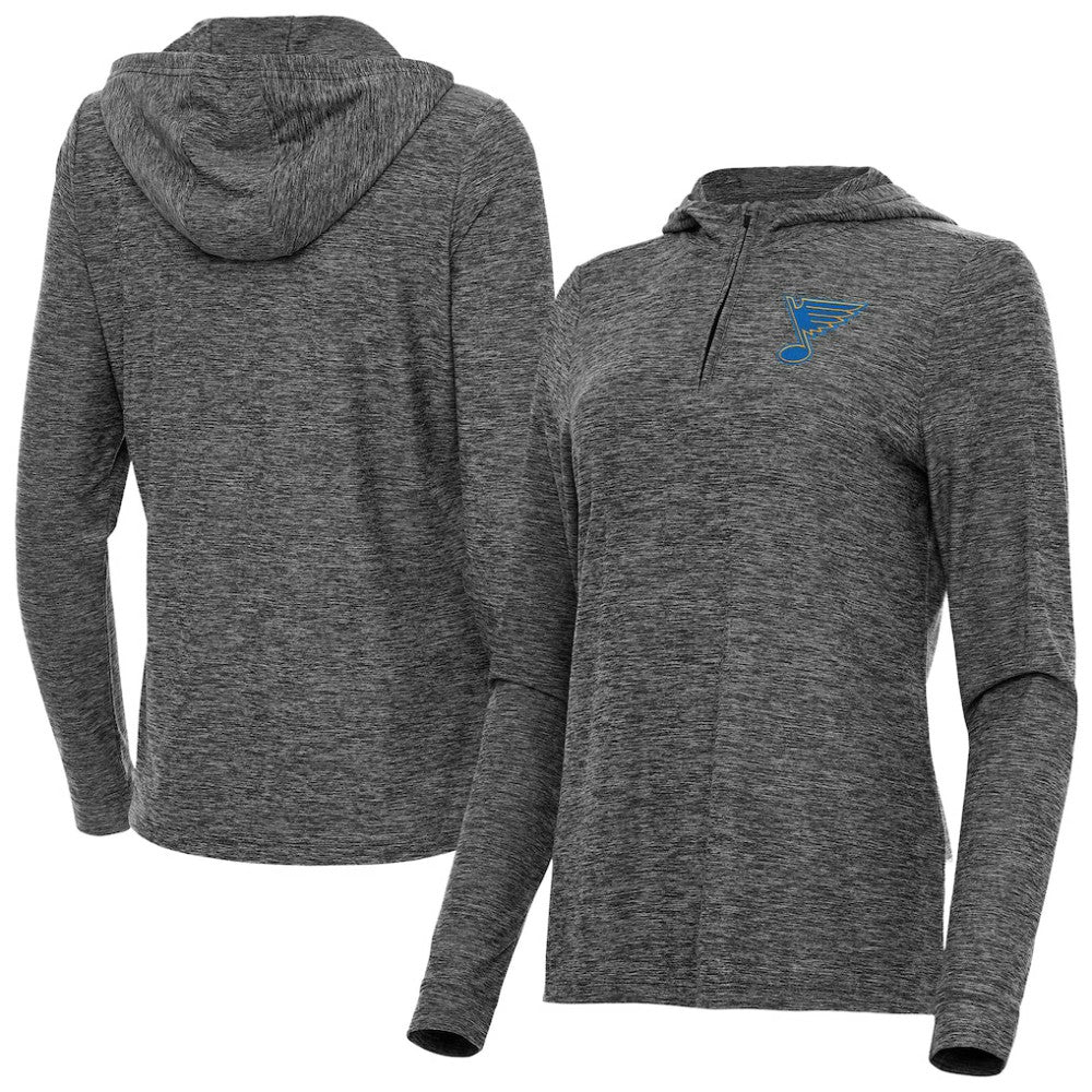 St. Louis Blues Antigua Women's Daybreak Quarter-Zip Hoodie - Heather Black | US 203362121