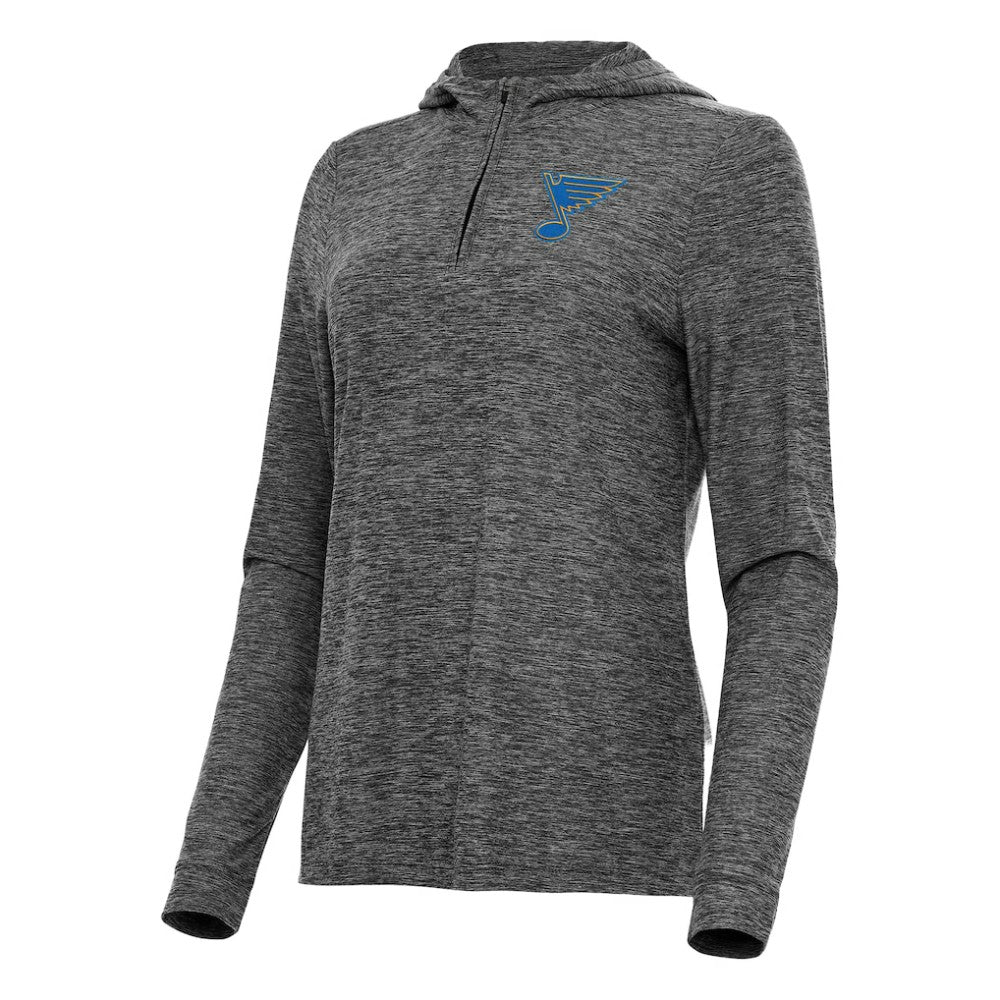 St. Louis Blues Antigua Women's Daybreak Quarter-Zip Hoodie - Heather Black | US 203362121