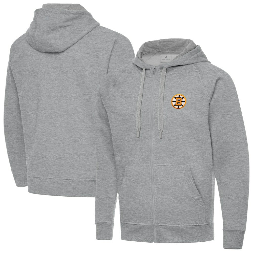 Boston Bruins Antigua Victory Full-Zip Hoodie - Heather Gray | US 203362187