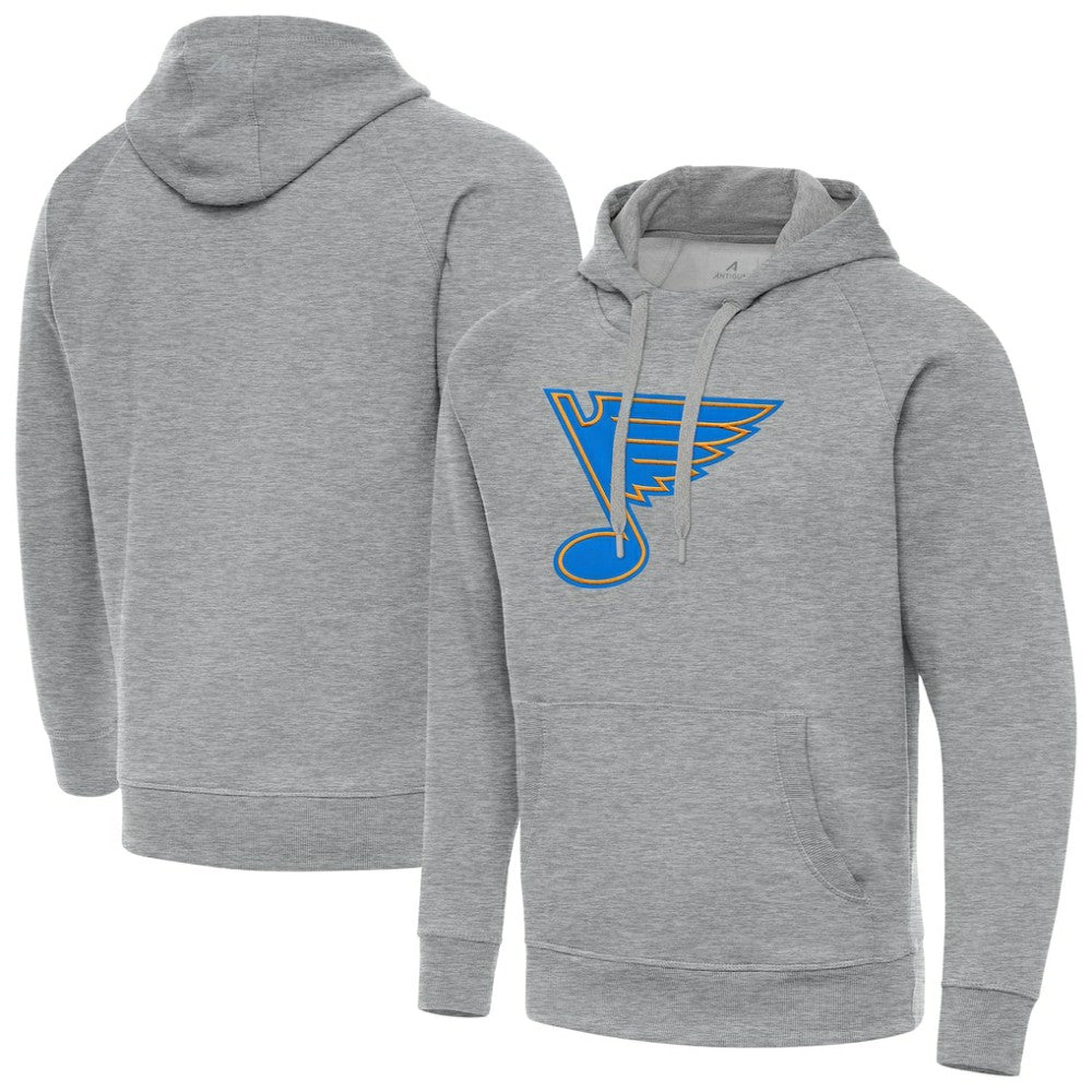 St. Louis Blues Antigua Victory Tall Pullover Hoodie - Heather Gray | US 203362188