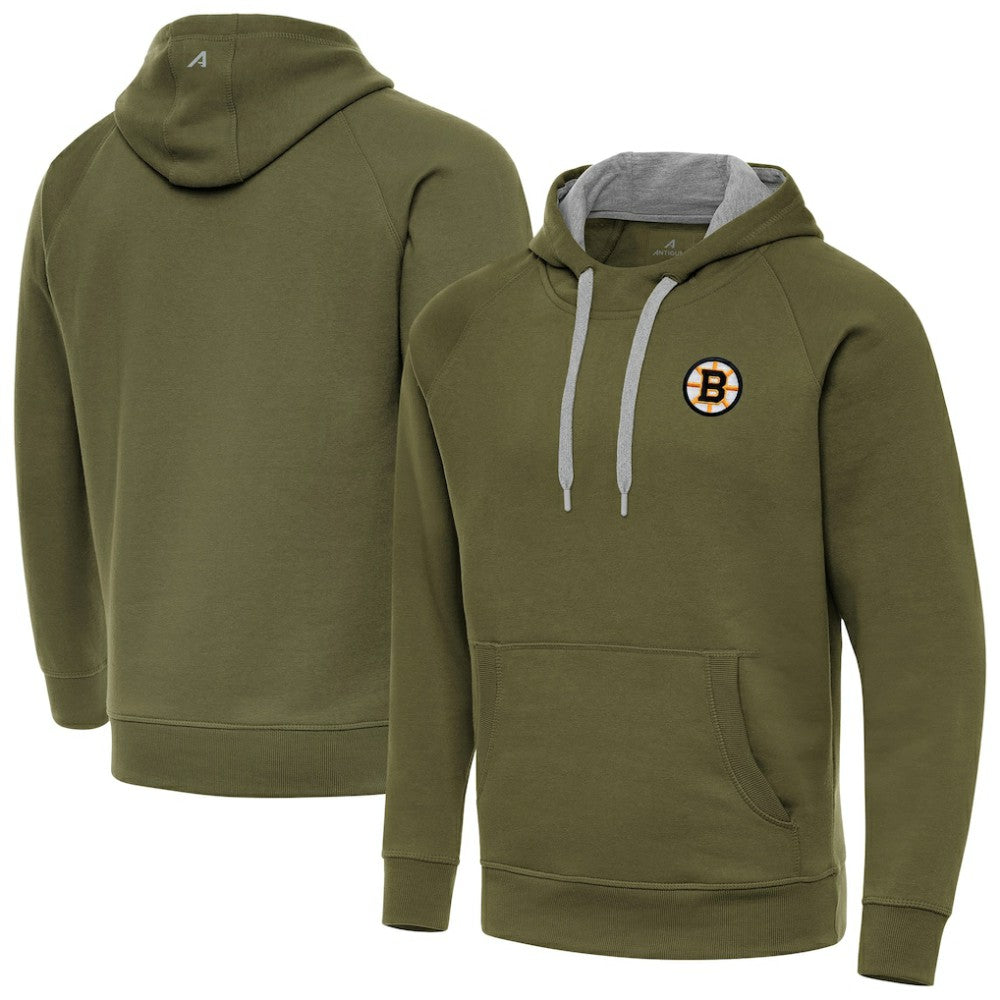 Boston Bruins Antigua Victory Pullover Hoodie - Olive | US 203362220