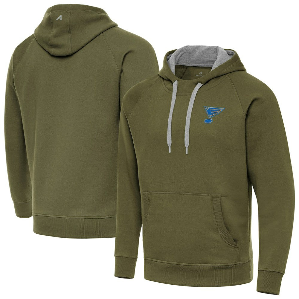 St. Louis Blues Antigua Victory Pullover Hoodie - Olive | US 203362226