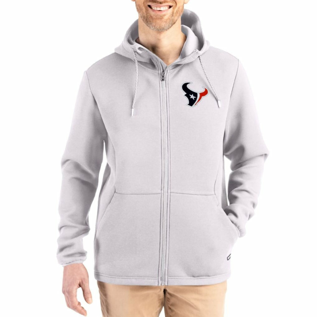 Houston Texans Cutter & Buck Roam Epic Comfort Recycled Full-Zip Hoodie Jacket - Gray Hoodies