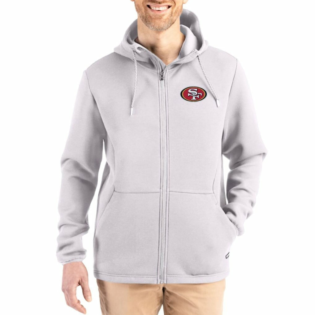 San Francisco 49ers Cutter & Buck Roam Epic Comfort Recycled Full-Zip Hoodie Jacket - Gray Hoodies