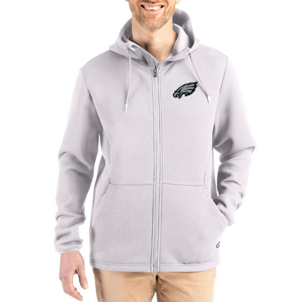 Philadelphia Eagles Cutter & Buck Roam Epic Comfort Recycled Full-Zip Hoodie Jacket - Gray Hoodies