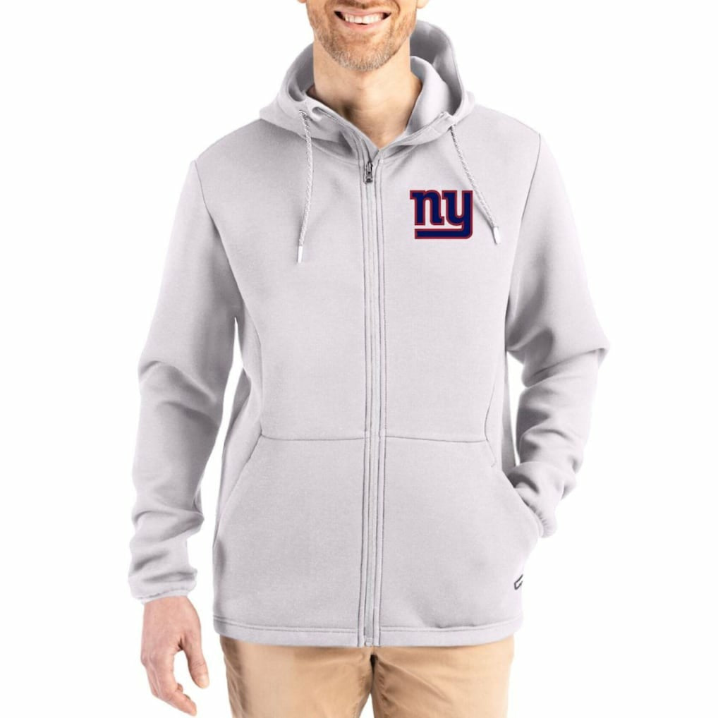 New York Giants Cutter & Buck Roam Epic Comfort Recycled Full-Zip Hoodie Jacket - Gray Hoodies