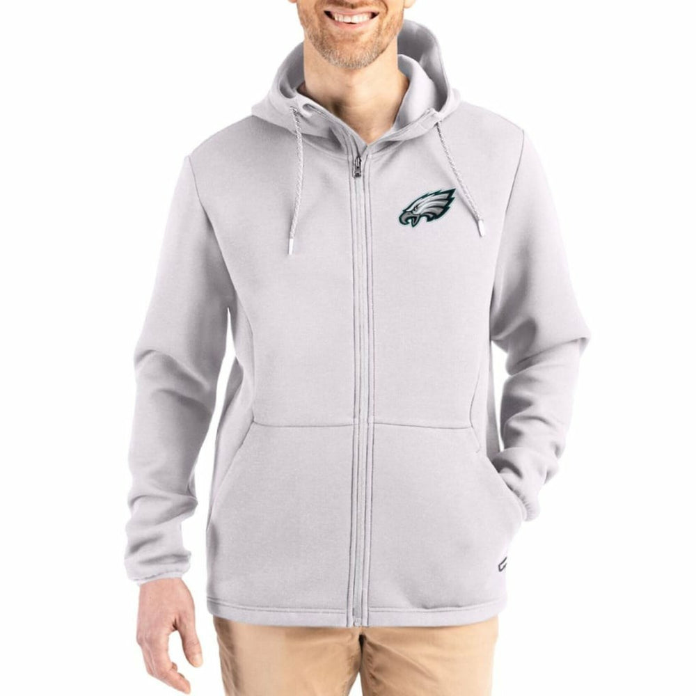Philadelphia Eagles Cutter & Buck Roam Epic Comfort Recycled Full-Zip Hoodie Jacket - Gray Hoodies