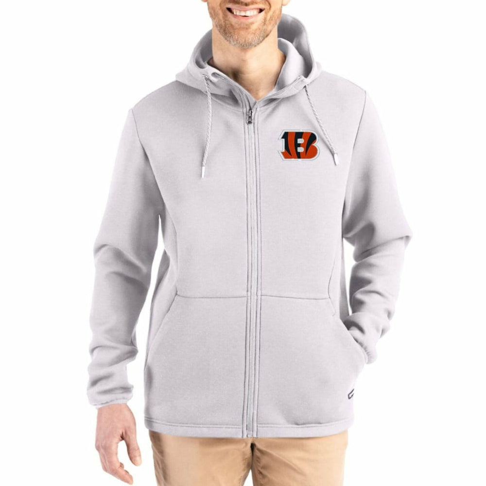 Cincinnati Bengals Cutter & Buck Roam Epic Comfort Recycled Full-Zip Hoodie Jacket - Gray Hoodies