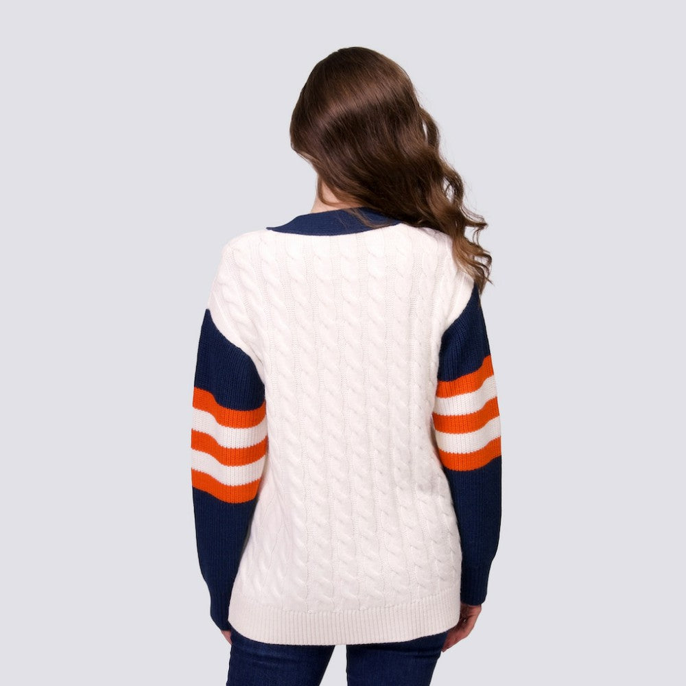 Houston Astros Lusso Women's Shyla Knit V-Neck Full-Zip Sweater - Navy/White