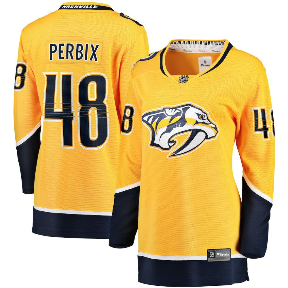 Nick Perbix Nashville Predators Fanatics Women's Home Breakaway Jersey - Gold | US 203364003